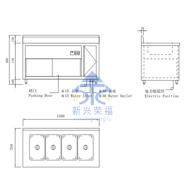 柜式保溫售飯臺(tái)尺寸圖